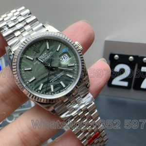 datejust 36 on wrist super clone watch vs factory rolex palm leaf men's mechanical 6