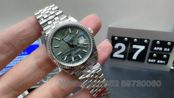 datejust 36 on wrist super clone watch vs factory rolex palm leaf men's mechanical 6