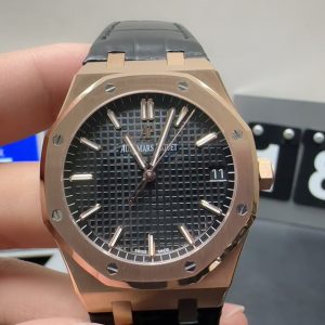 royal oak 41mm super clone watch aps factory audemars piguet 15500 rose gold black face 1