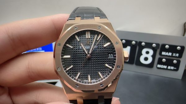 royal oak 41mm super clone watch aps factory audemars piguet 15500 rose gold black face 1