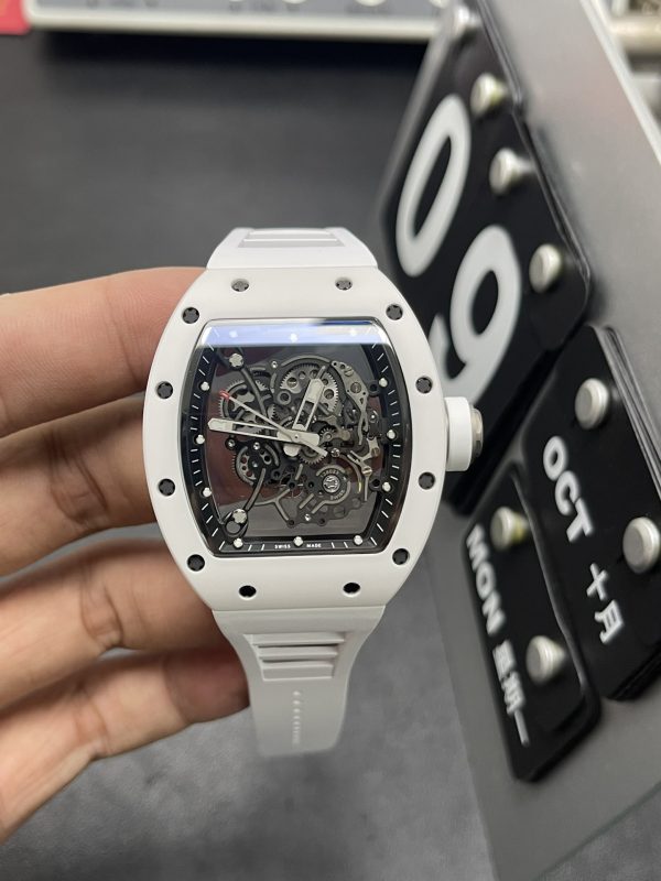 Richard Mille RM055 white super clone watch BBR factory ceramic