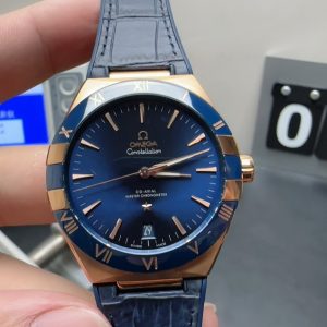 omega constellation super clone watch vs factory 41mm blue gold five generation mechanical 1