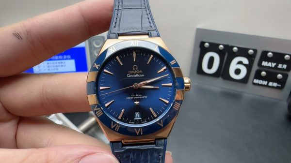 omega constellation super clone watch vs factory 41mm blue gold five generation mechanical 1