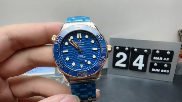 omega seamaster 300m blue super clone watch vs factory interlocking gold 1