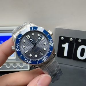 seamaster 300 super clone watch vs factory omega 210.30.42.20.06.001 grey disc blue ring 1