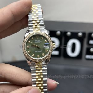 lady datejust green super clone watch gs factory intermediate gold 31mm mechanical waterproof 1