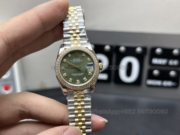 lady datejust green super clone watch gs factory intermediate gold 31mm mechanical waterproof 1