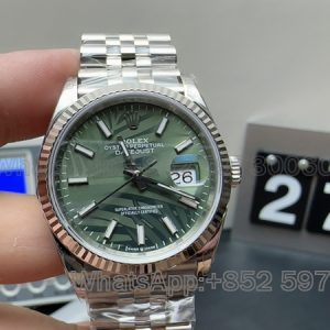 datejust 36 on wrist super clone watch vs factory rolex palm leaf men's mechanical 1