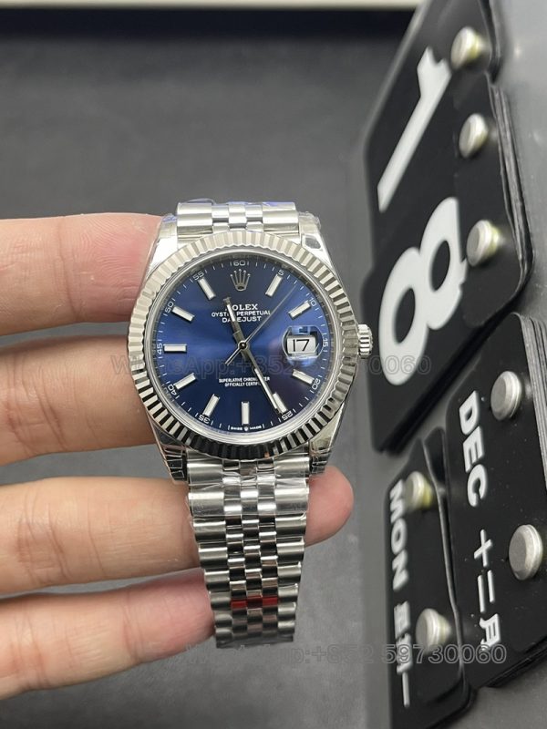 rolex datejust waterproof super clone watch vs factory men's 41mm blue discs1