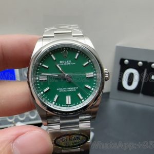 rolex oyster perpetual 36 super clone watch clean factory men's 126000 green plate1