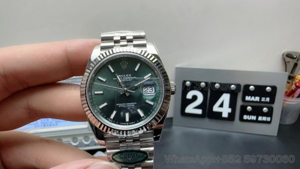 rolex datejust green super clone watch clean factory 126334 men 41mm 1