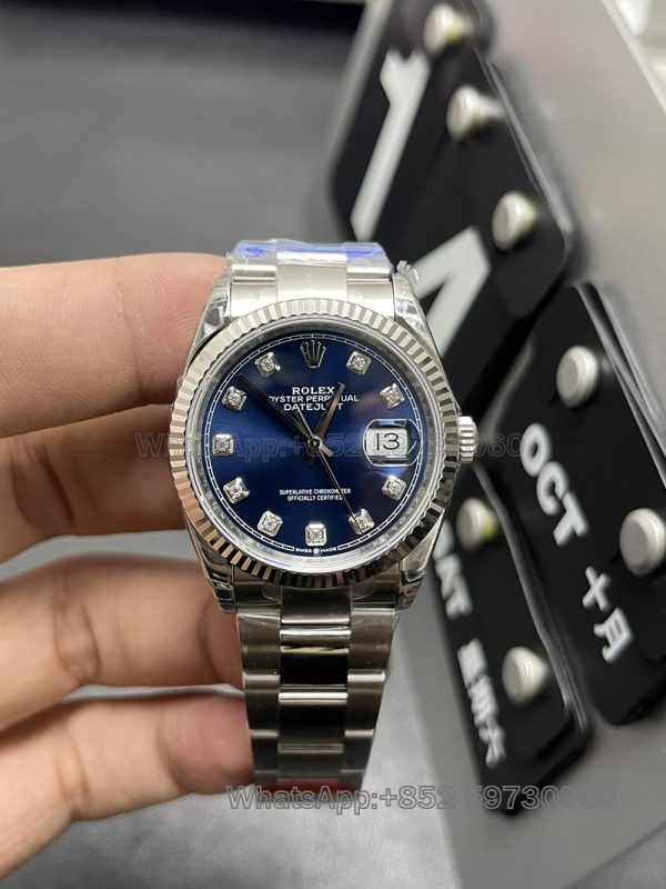 rolex datejust 36 diamond super clone watch vs factory men's blue disc mechanical1