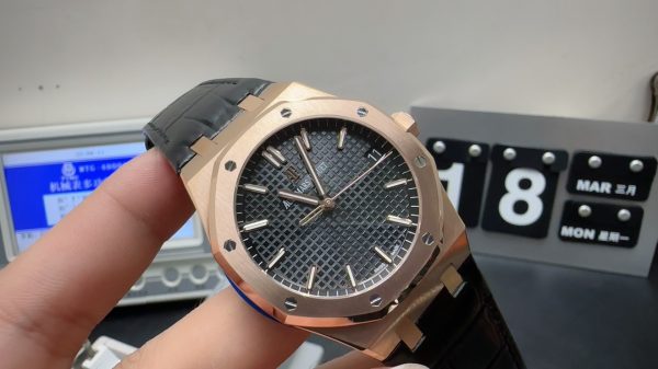 royal oak 41mm super clone watch aps factory audemars piguet 15500 rose gold black face 2