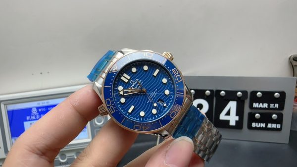 omega seamaster 300m blue super clone watch vs factory interlocking gold 2