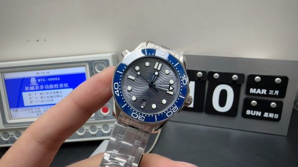 seamaster 300 super clone watch vs factory omega 210.30.42.20.06.001 grey disc blue ring 2