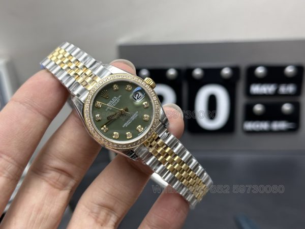 lady datejust green super clone watch gs factory intermediate gold 31mm mechanical waterproof 2