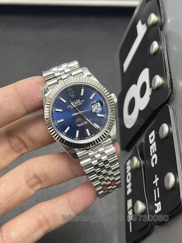 rolex datejust waterproof super clone watch vs factory men's 41mm blue discs2