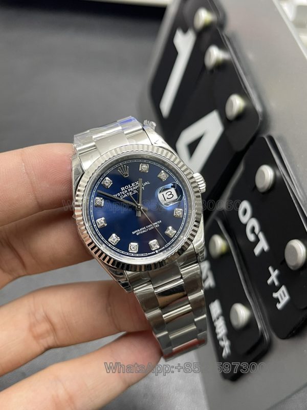 rolex datejust 36 diamond super clone watch vs factory men's blue disc mechanical2