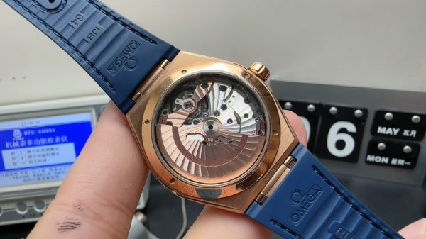 omega constellation super clone watch vs factory 41mm blue gold five generation mechanical 5