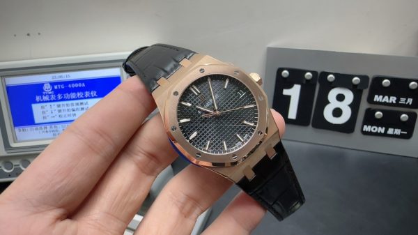 royal oak 41mm super clone watch aps factory audemars piguet 15500 rose gold black face 3