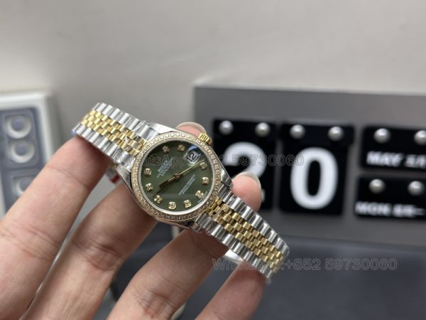 lady datejust green super clone watch gs factory intermediate gold 31mm mechanical waterproof 3