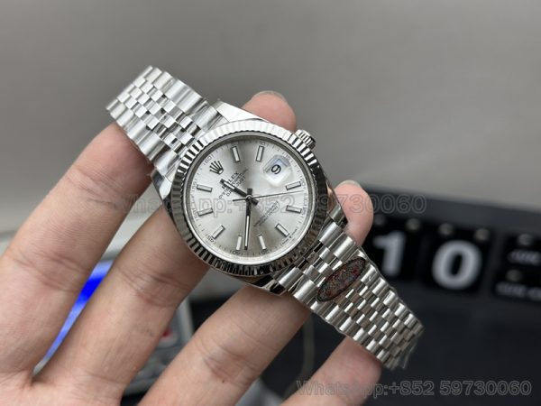 Logotype Super Clone Watch Rolex 126234 Silver 41mm Clean Factory Mechanical Luminous Water Resistant3