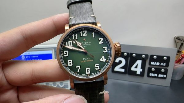 Zenith Super Clone Watch Pilot Men Bronze 9015 Mechanical 45mm 6