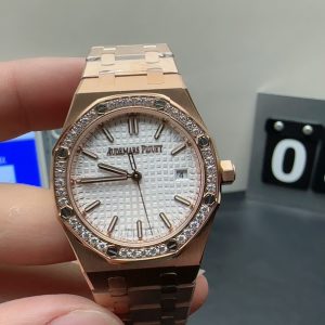 Royal Oak Super Clone Watch Audemars Piguet women Rose Gold 9015 mechanical 34mm 8