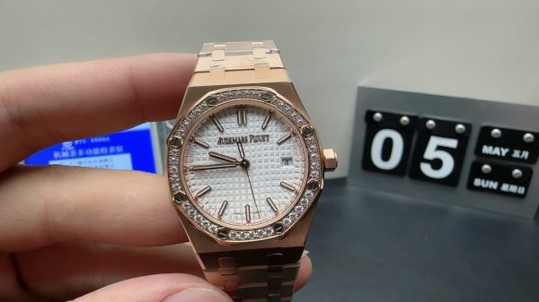 Royal Oak Super Clone Watch Audemars Piguet women Rose Gold 9015 mechanical 34mm 8