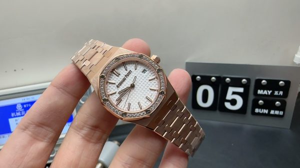 Royal Oak Super Clone Watch Audemars Piguet women Rose Gold 9015 mechanical 34mm