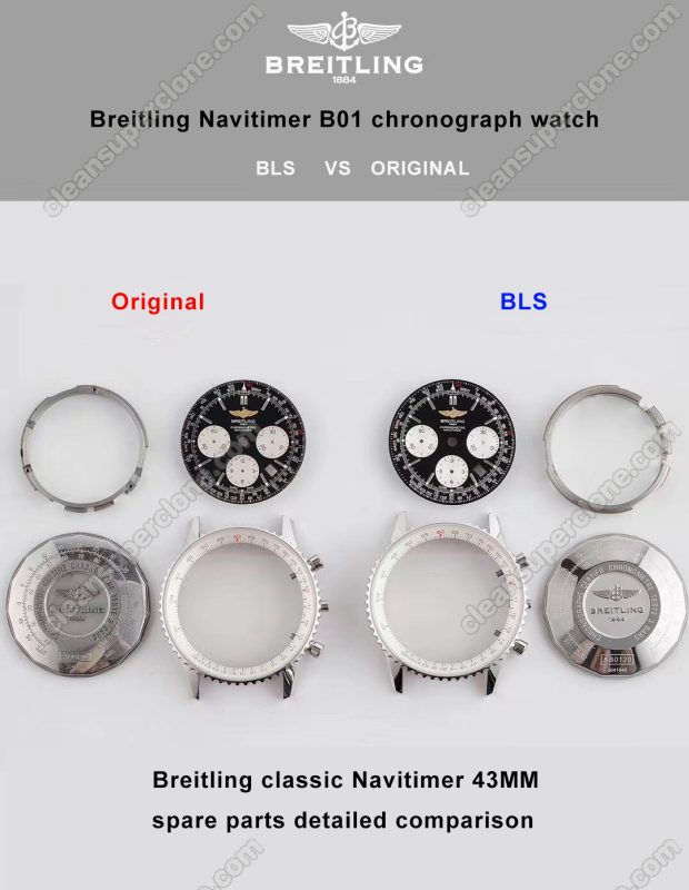 Breitling super clone watch compare the difference between the genuine BLS Factory Navitimer black AB012012 Mechanical Men
