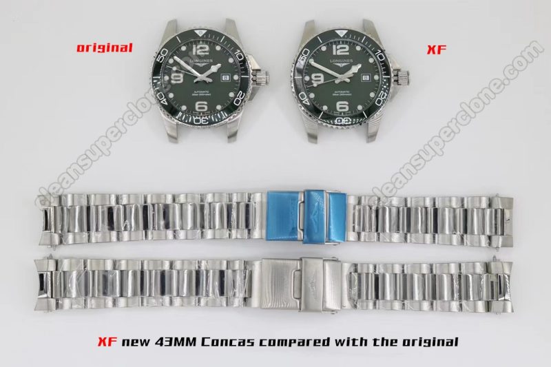 Longines super clone watch compare the difference between the genuine XF Factory green Hydroconquest L3.782 Mechanical Men
