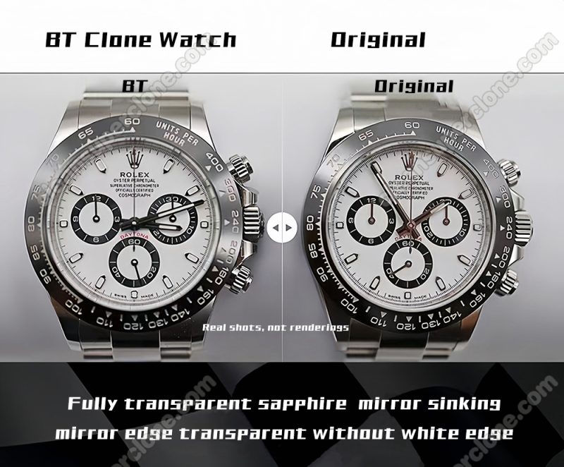 116500 1:1 replica watch and the genuine what is the difference BT Factory white Rolex Daytona Mechanical Men
