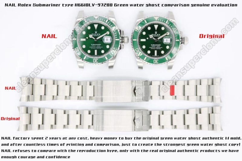 116610 1:1 replica watch and the genuine what is the difference NAIL Factory Rolex green Submariner Mechanical Men
