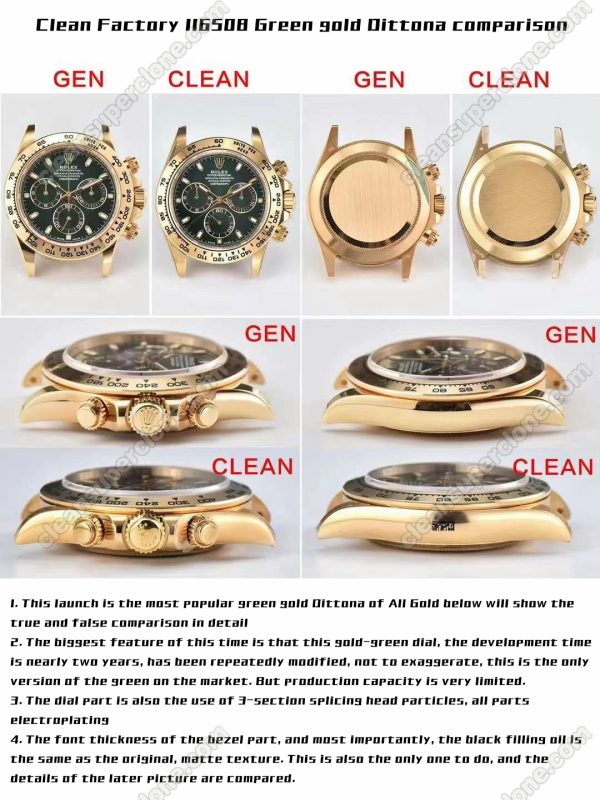 116508 1:1 replica watch and the genuine what is the difference Clean Factory Rolex green Daytona Mechanical Men
