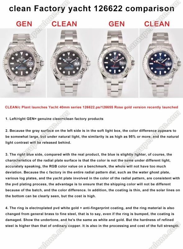 126622 1:1 replica watch and the genuine what is the difference Clean Factory Rolex Yacht-master Mechanical Men
