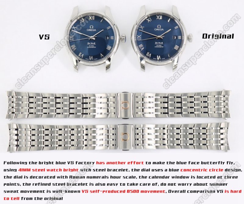 433.10.41 1:1 replica watch and the genuine what is the difference VS Factory Omega blue Mechanical Men
