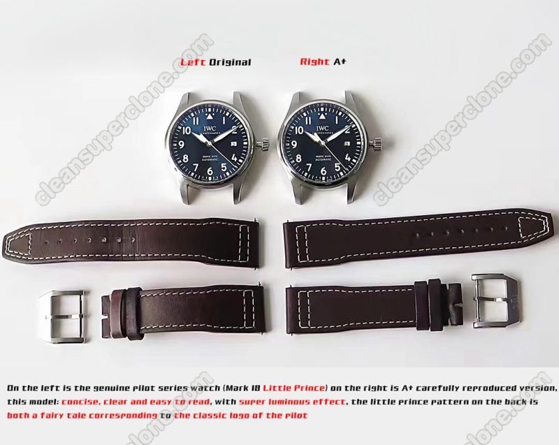 IWC super clone watch compare the difference between the genuine A+ Factory blue Pilots IW327010 Mechanical Men
