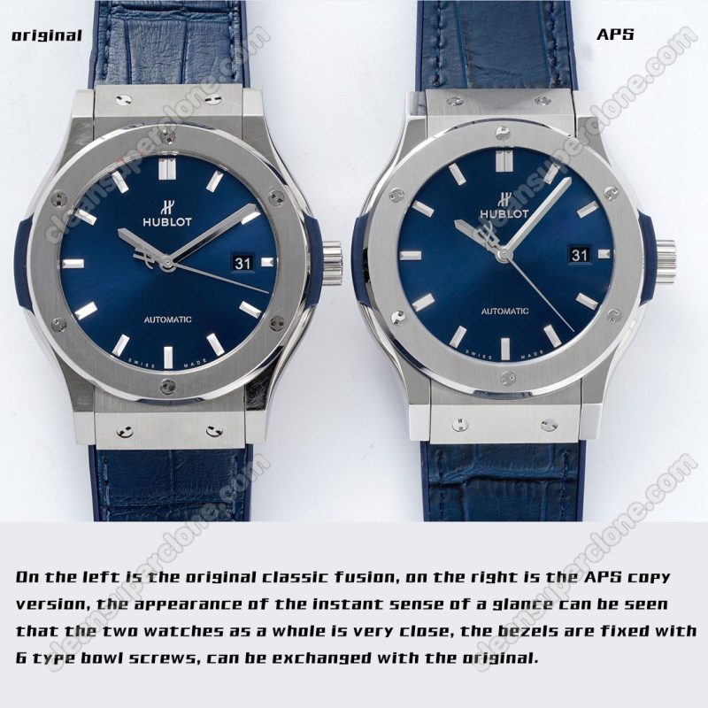 511.NX 1:1 replica watch and the genuine what is the difference APS Factory Hublot blue Classic Fusion 511.NX Mechanical Men
