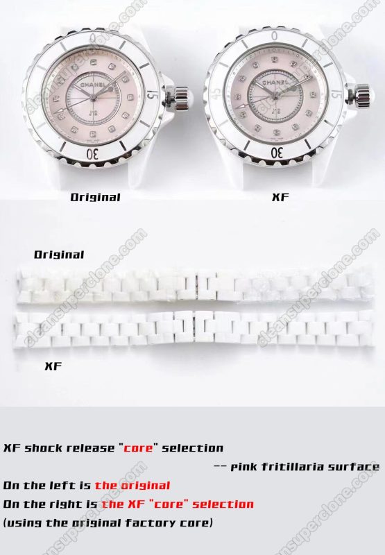 J12 replica watch and the original What is the difference XF Factory Chanel pink H5513 quartz Women
