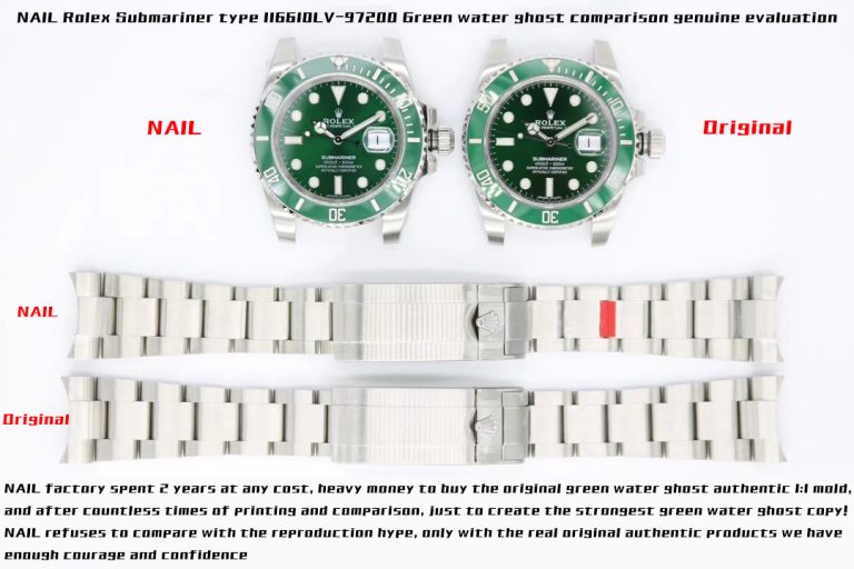 116610 1:1 replica watch and the genuine what is the difference NAIL Factory Rolex green Submariner Mechanical Men