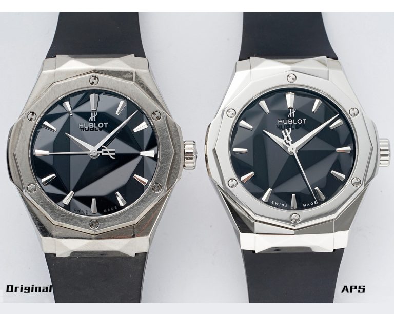 Hublot super clone watch compare the difference between the genuine APS Factory Classic Fusion 550.NS.1800 Mechanical Men