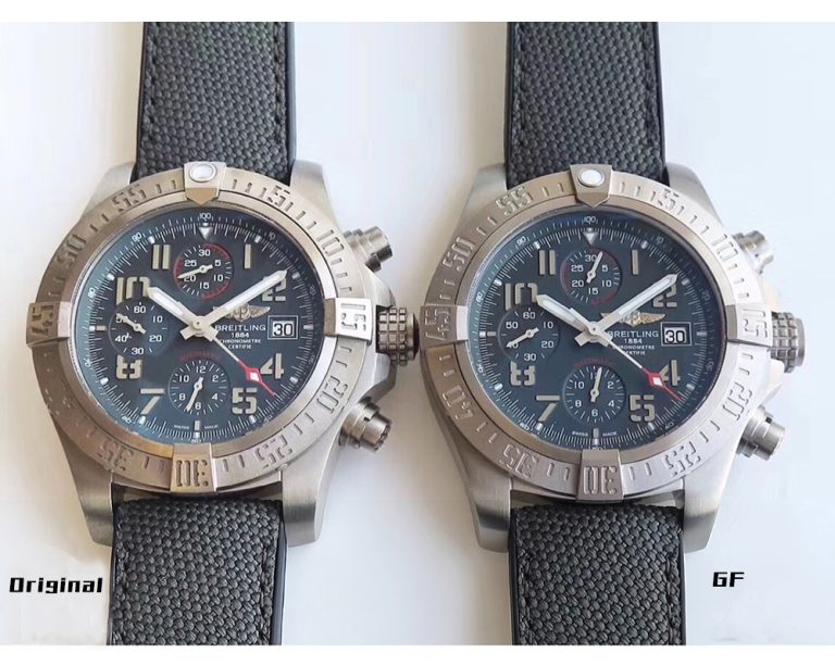 Breitling super clone watch compare the difference between the genuine GF Factory blue Avenger E1338310 Mechanical Men