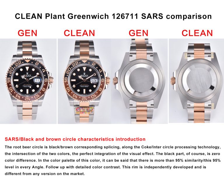 126711 1:1 replica watch and the genuine what is the difference Clean Factory Rolex brown black Gmt-master ll Mechanical Men