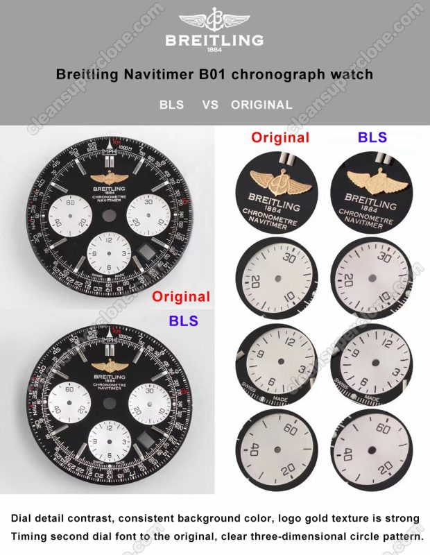 Breitling super clone watch compare the difference between the genuine BLS Factory Navitimer black AB012012 Mechanical Men
2