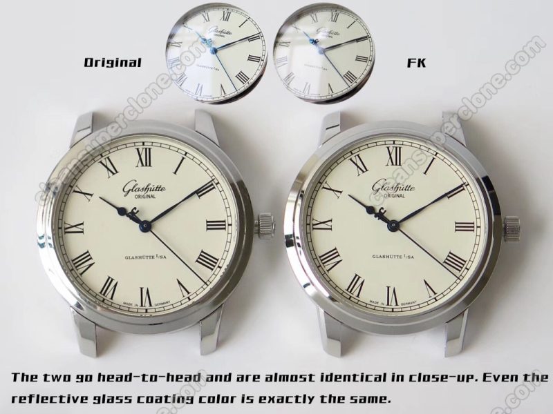 Glashütte super clone watch compare the difference between the genuine FK Factory white Senator 1-39-59 Mechanical Men
2