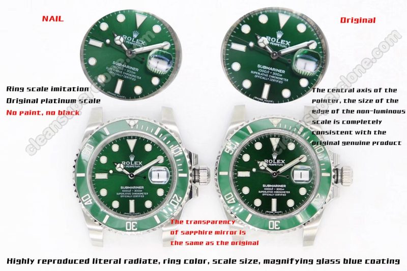 116610 1:1 replica watch and the genuine what is the difference NAIL Factory Rolex green Submariner Mechanical Men
2