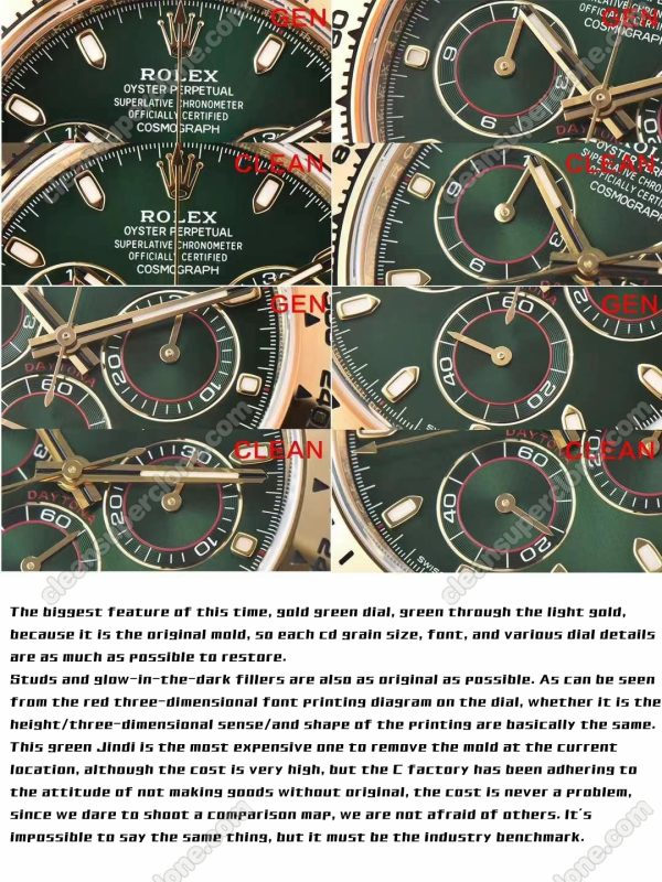 116508 1:1 replica watch and the genuine what is the difference Clean Factory Rolex green Daytona Mechanical Men
2