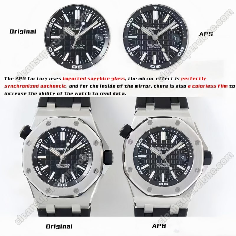 Royal Oak Offshore replica watch and the original What is the difference APS Factory Audemars Piguet black 15710 Mechanical Men
2