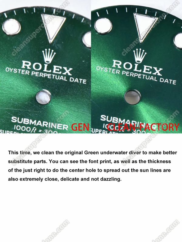 rolex super clone watch compare the difference between the genuine Clean Factory green Submariner 116610 Mechanical Men
2